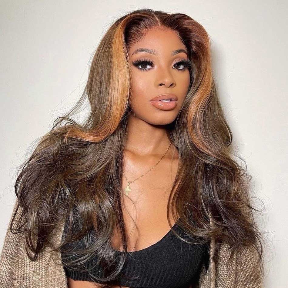 13x4 lace front wig straight gold money piece